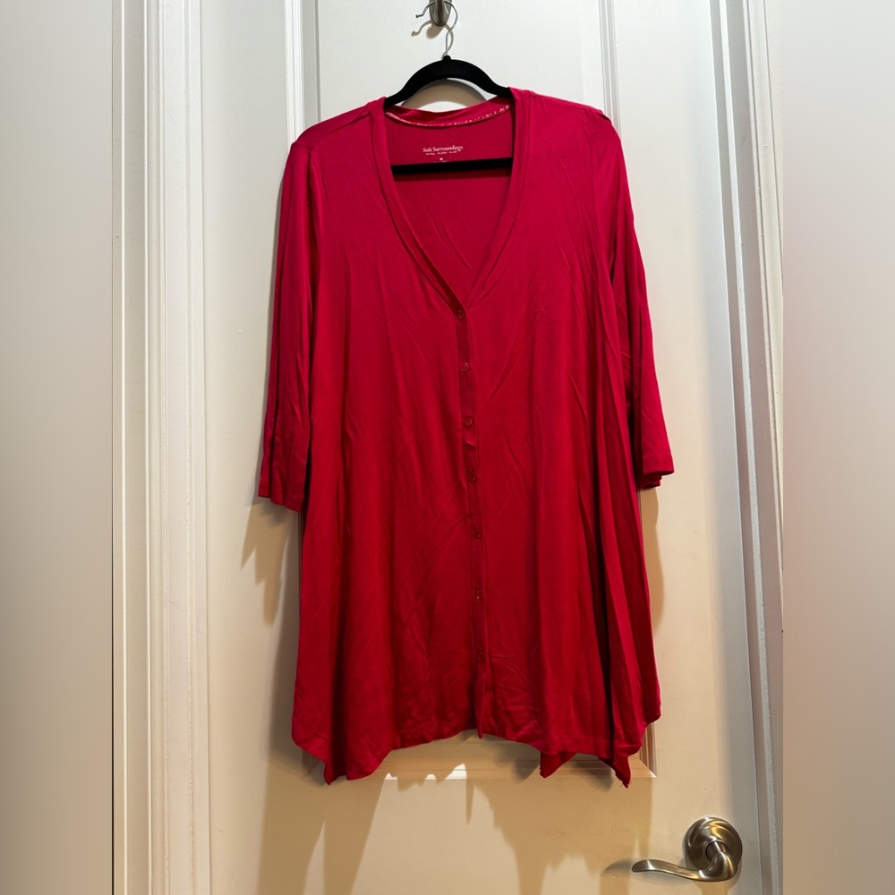 Soft Surroundings Light Weight Buttoned Asymmetri… - image 6